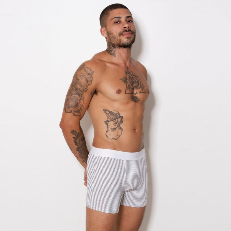 Cueca Boxer Adulto Risca de Giz em Algodão Penteado (Cotton Penteado Risca de Giz)