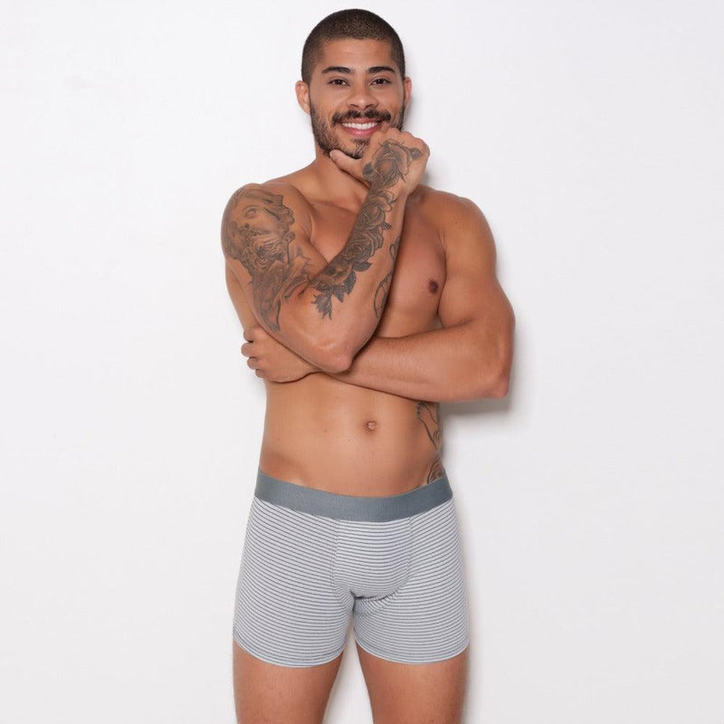 Cueca Boxer Adulto Risca de Giz em Algodão Penteado (Cotton Penteado Risca de Giz)