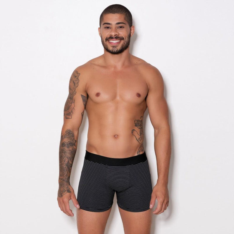 Cueca Boxer Adulto Risca de Giz em Algodão Penteado (Cotton Penteado Risca de Giz)