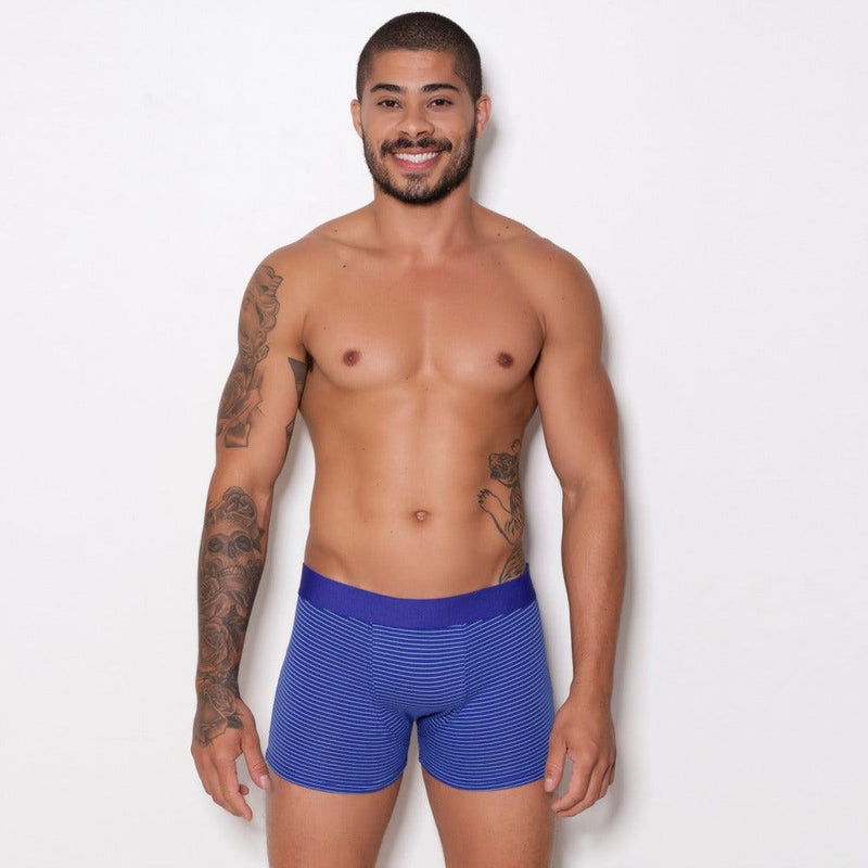 Cueca Boxer Adulto Risca de Giz em Algodão Penteado (Cotton Penteado Risca de Giz)