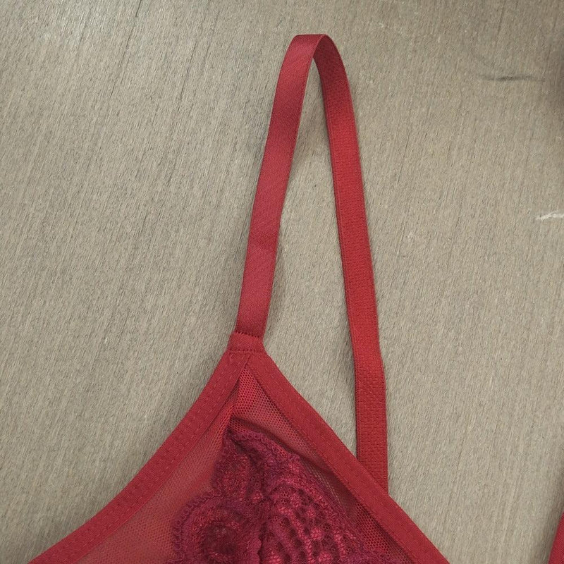 Camisola Feminina Microfibra Detalhe Tule e Renda