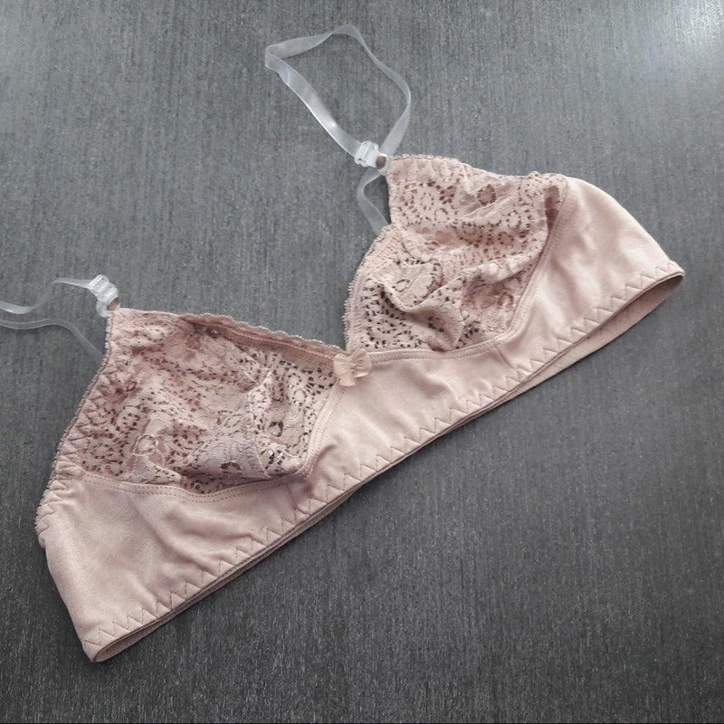 Sutiã Milla Básico sem Bojo com Alças de Silicone e Detalhes Renda