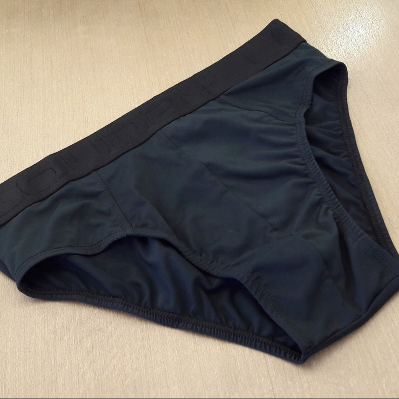 Cueca Slip Microfibra Lisa Elástico Bordado